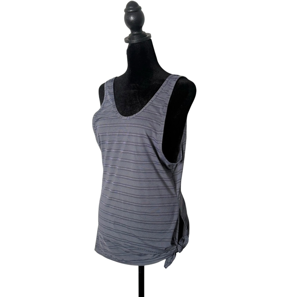 Athleta Blue Striped Work Out Tank Top Size XS Side‎ Tie Max out Activewear